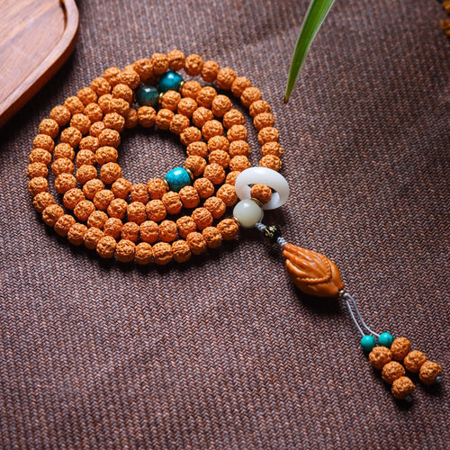 Agate Dzi Bead Buddha Hand Rudraksha Bracelet — view 1