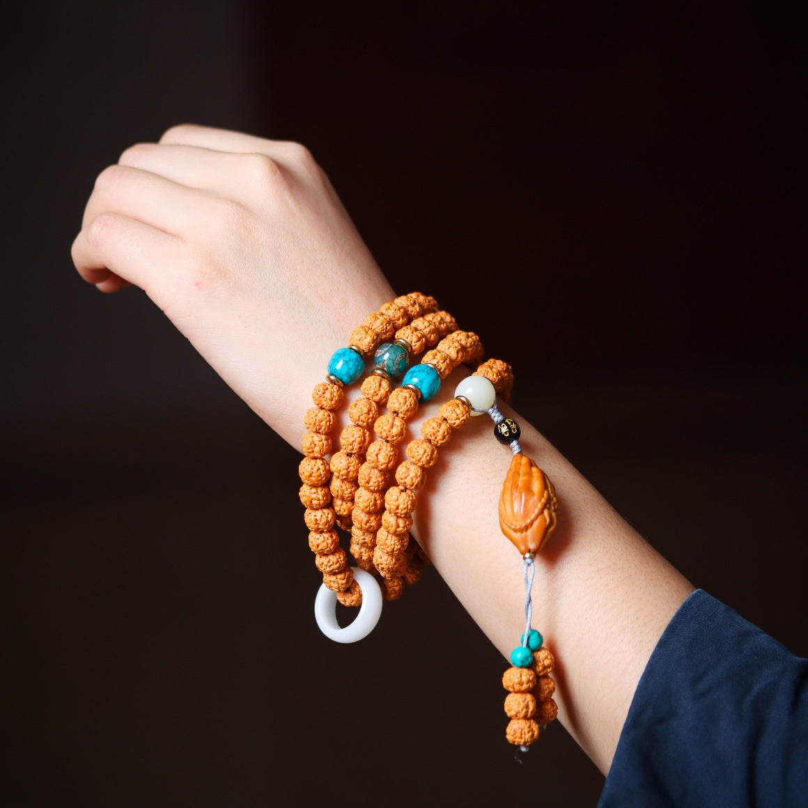 Agate Dzi Bead Buddha Hand Rudraksha Bracelet