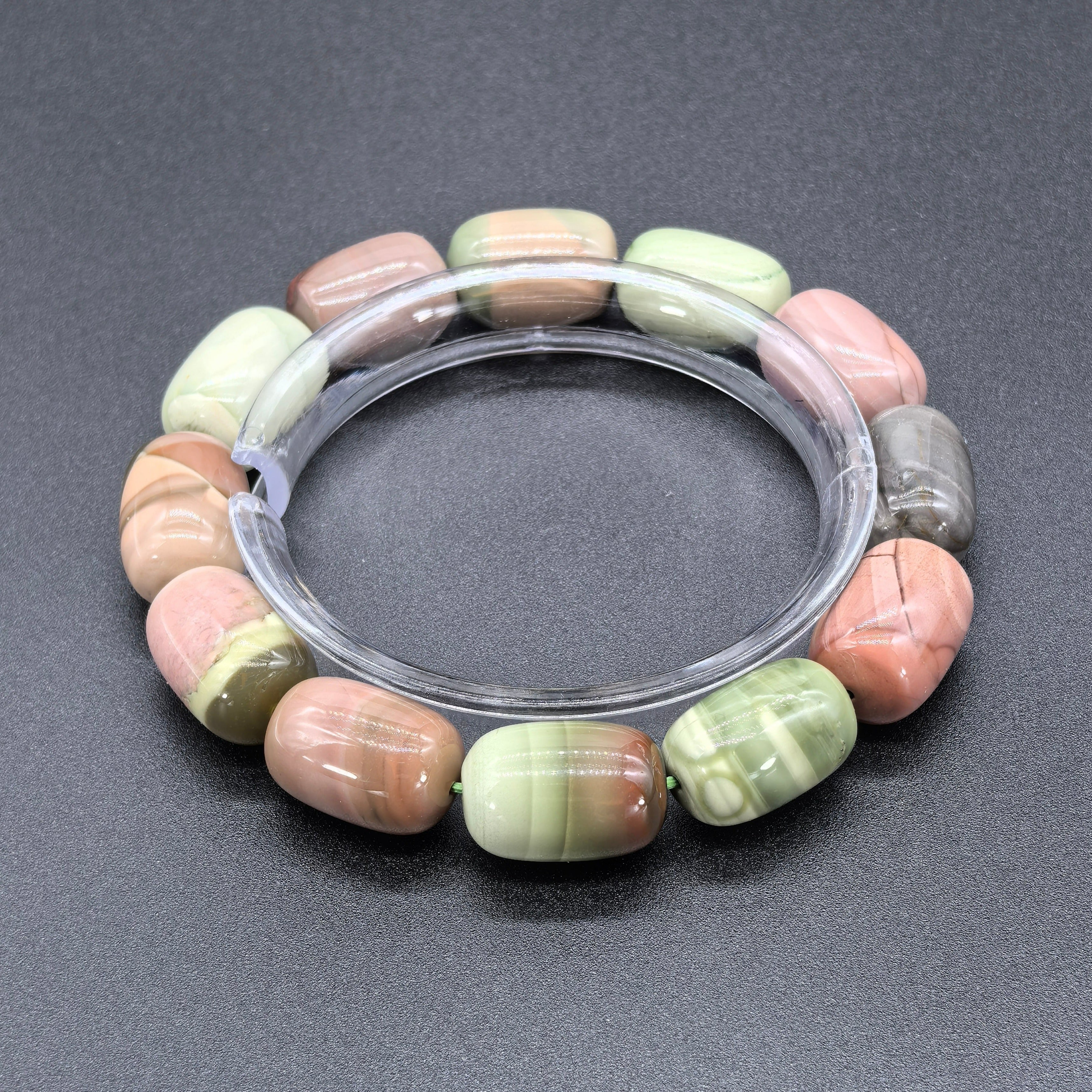 Alashan Agate Oval Bead Bracelet - Delicate Healing - Karmabless