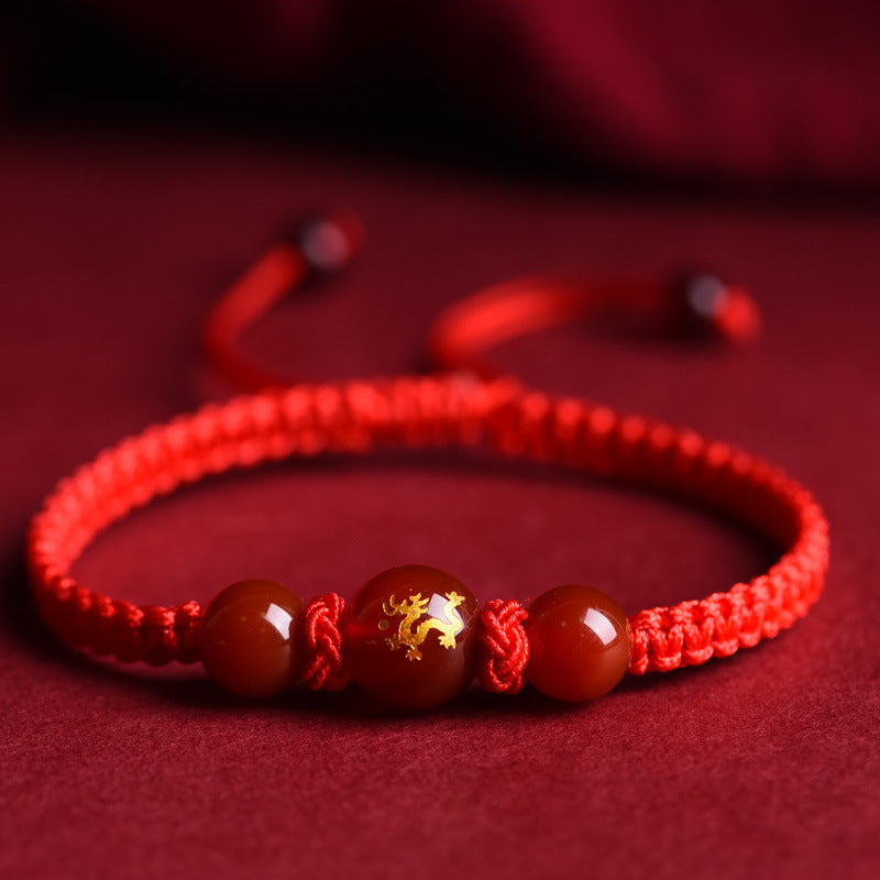 Pulseira de cordão vermelho com ágata dos guardiões do zodíaco