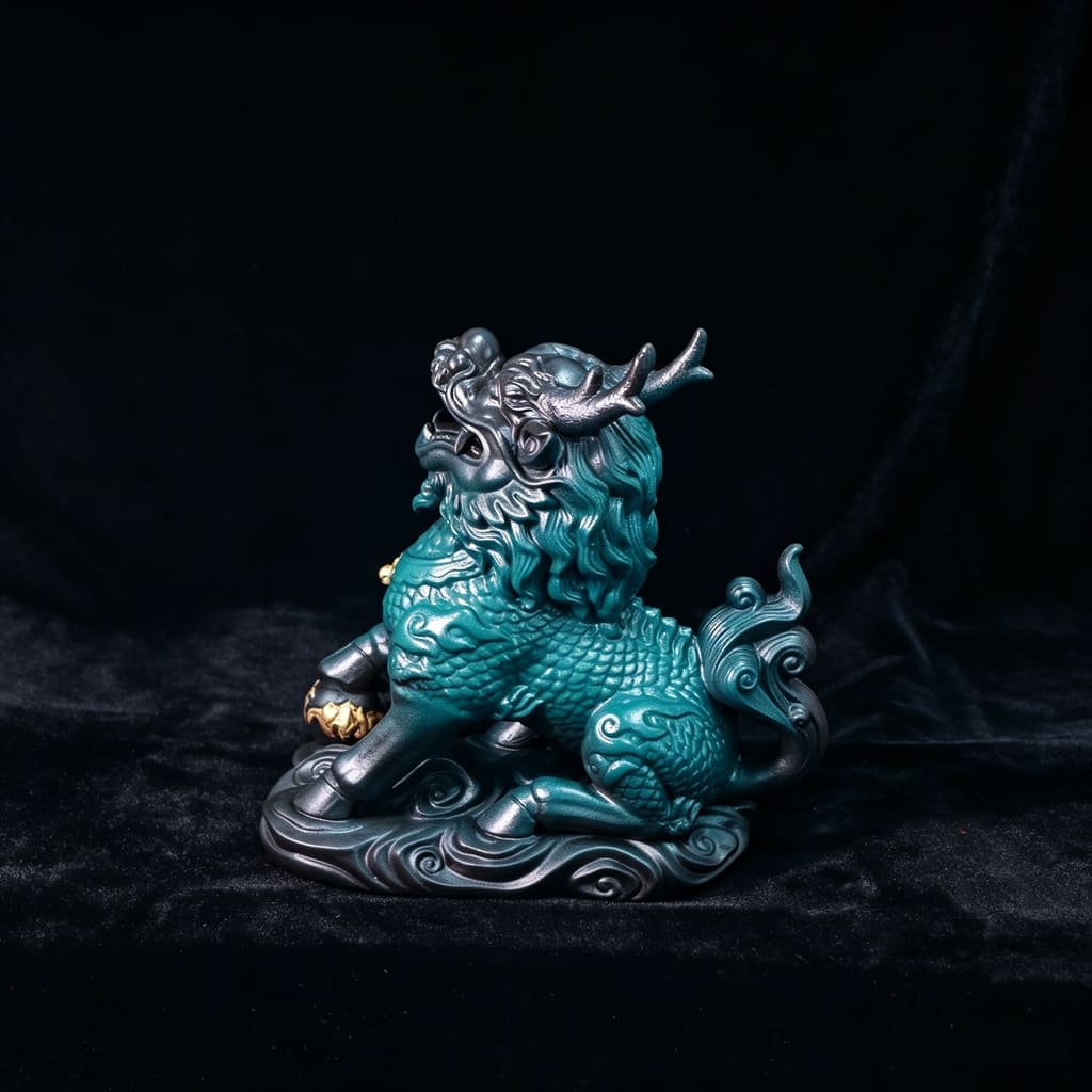 Large Ceramic Qilin Pair Statues for Feng Shui Home Decor