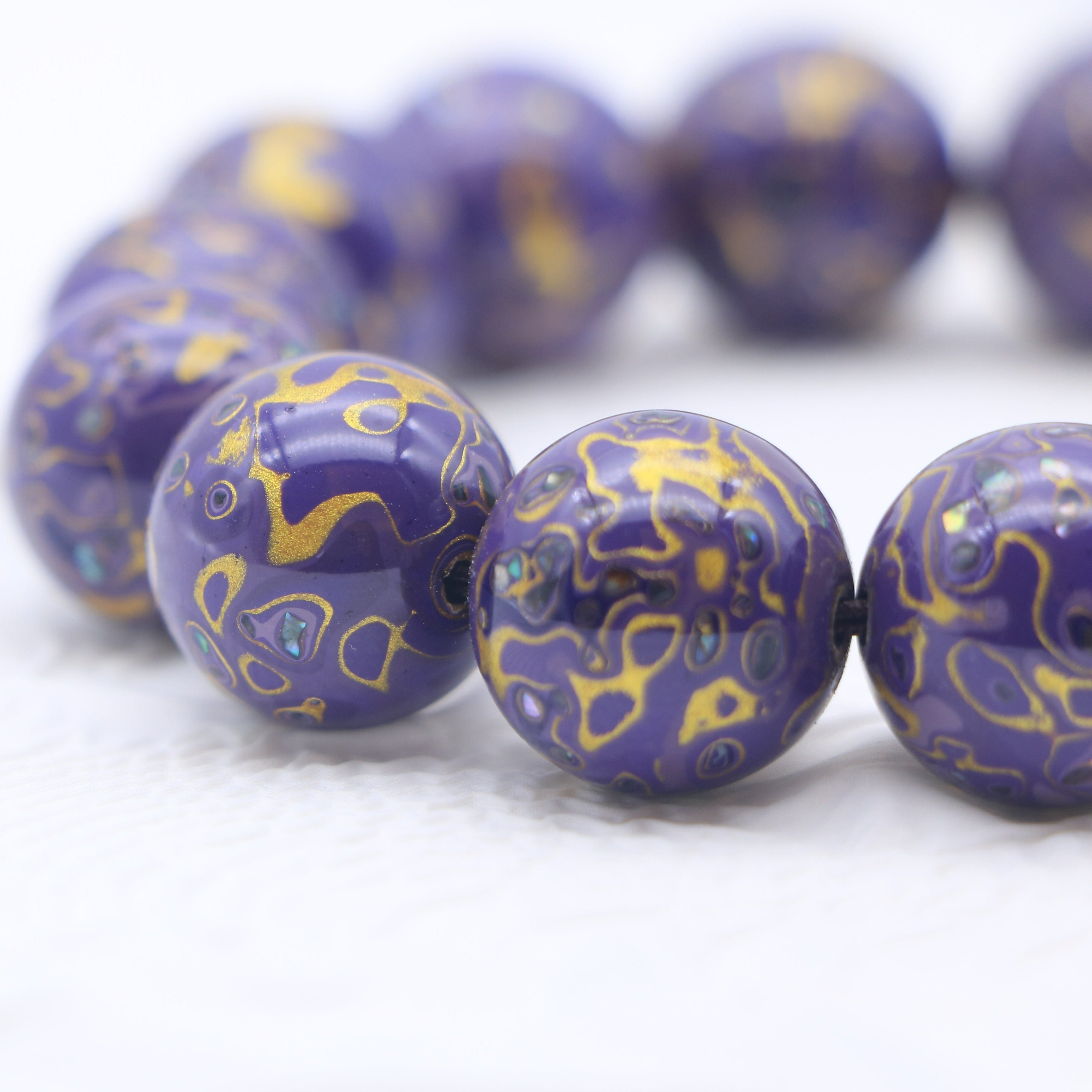 Large Purple Lacquer Round Beads Bracelet - Spiritual Connection - Karmabless