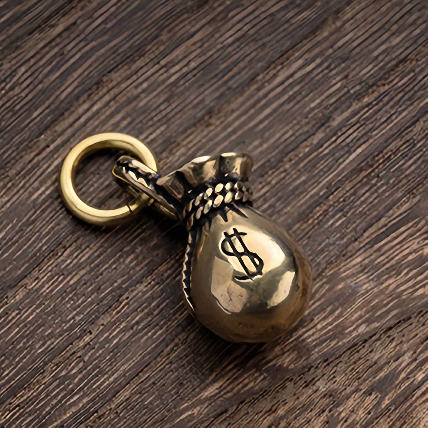 Dollar Money Bag Prosperity Charm Keychain for Wealth & Good Fortune