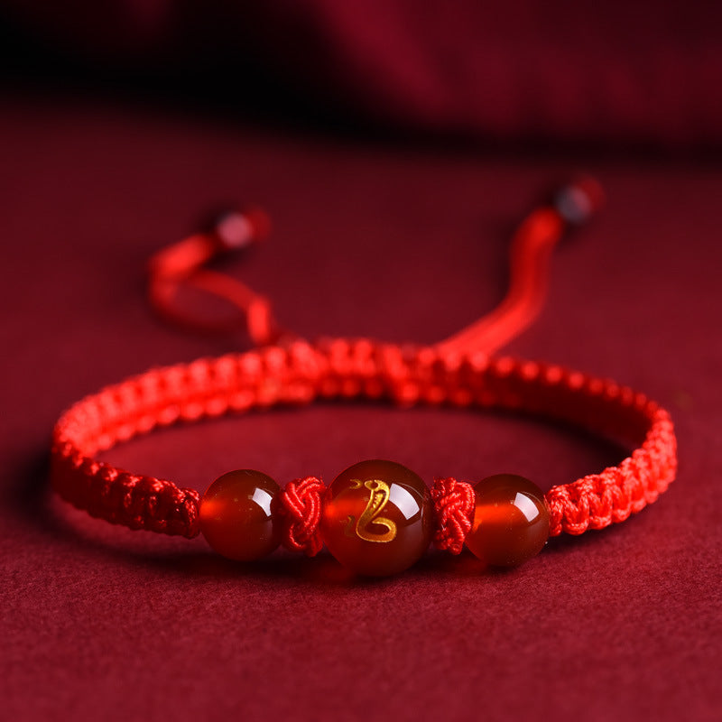 Pulseira de cordão vermelho com ágata dos guardiões do zodíaco