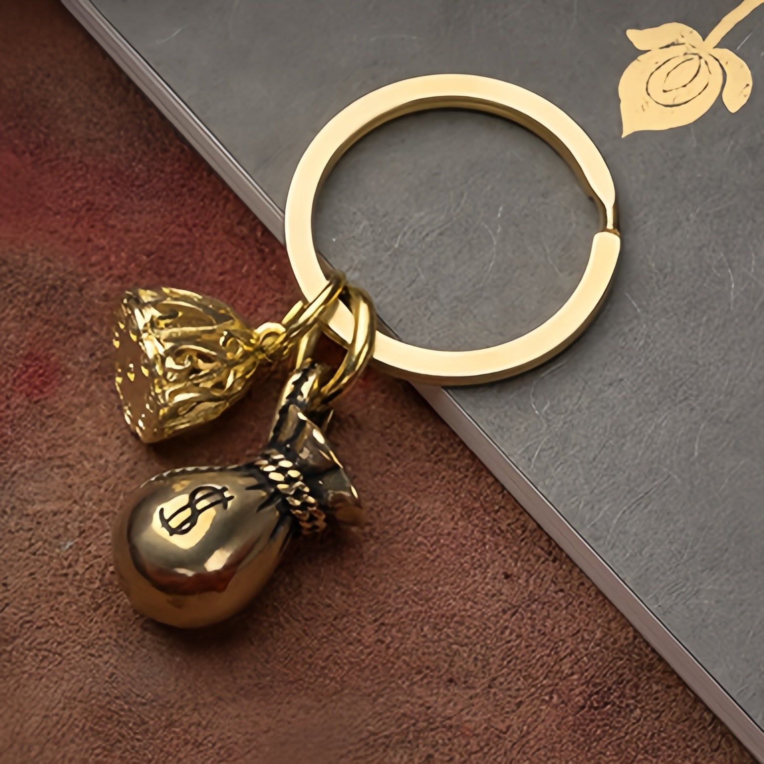 Dollar Money Bag Prosperity Charm Keychain for Wealth & Good Fortune