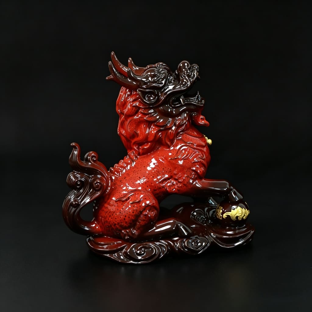 Large Ceramic Qilin Pair Statues for Feng Shui Home Decor