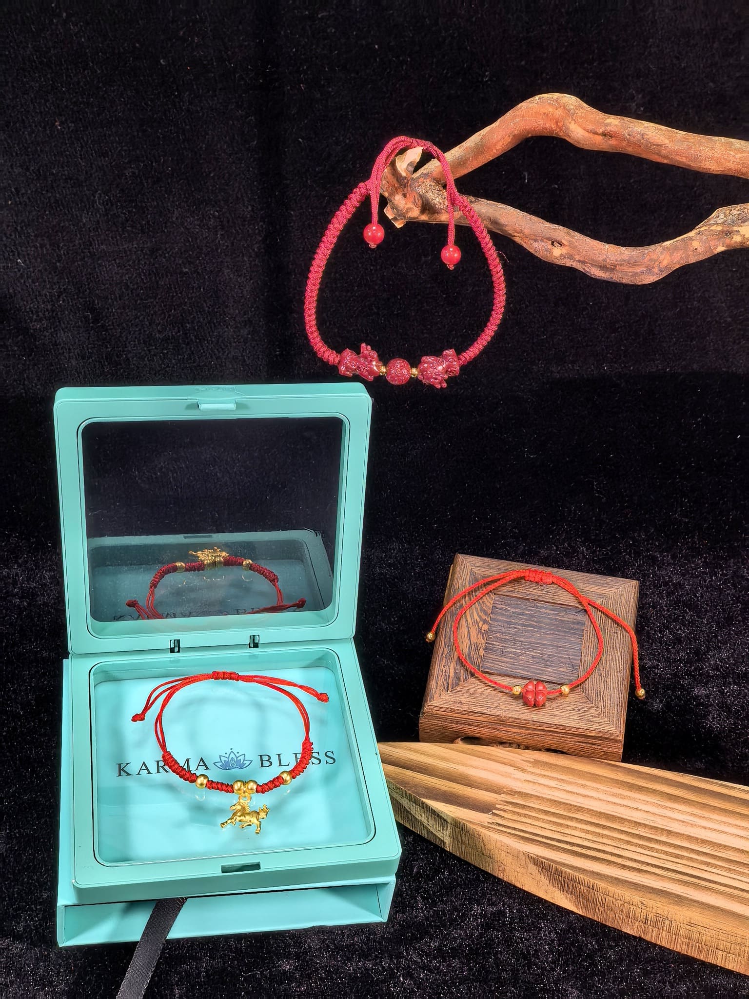 Career, Wealth & Luck Red String Bracelet Trio