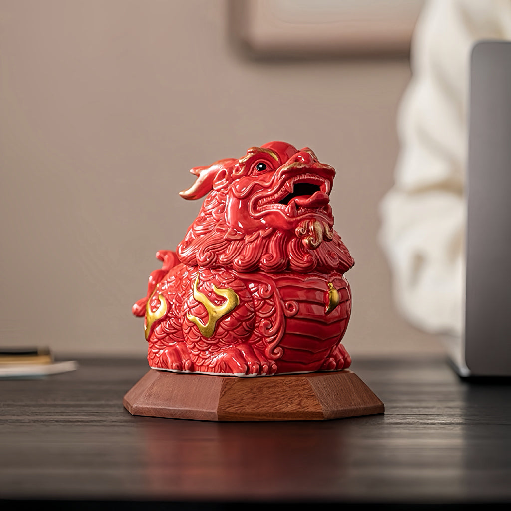 Ceramic Qilin Feng Shui Statue with Gift Box