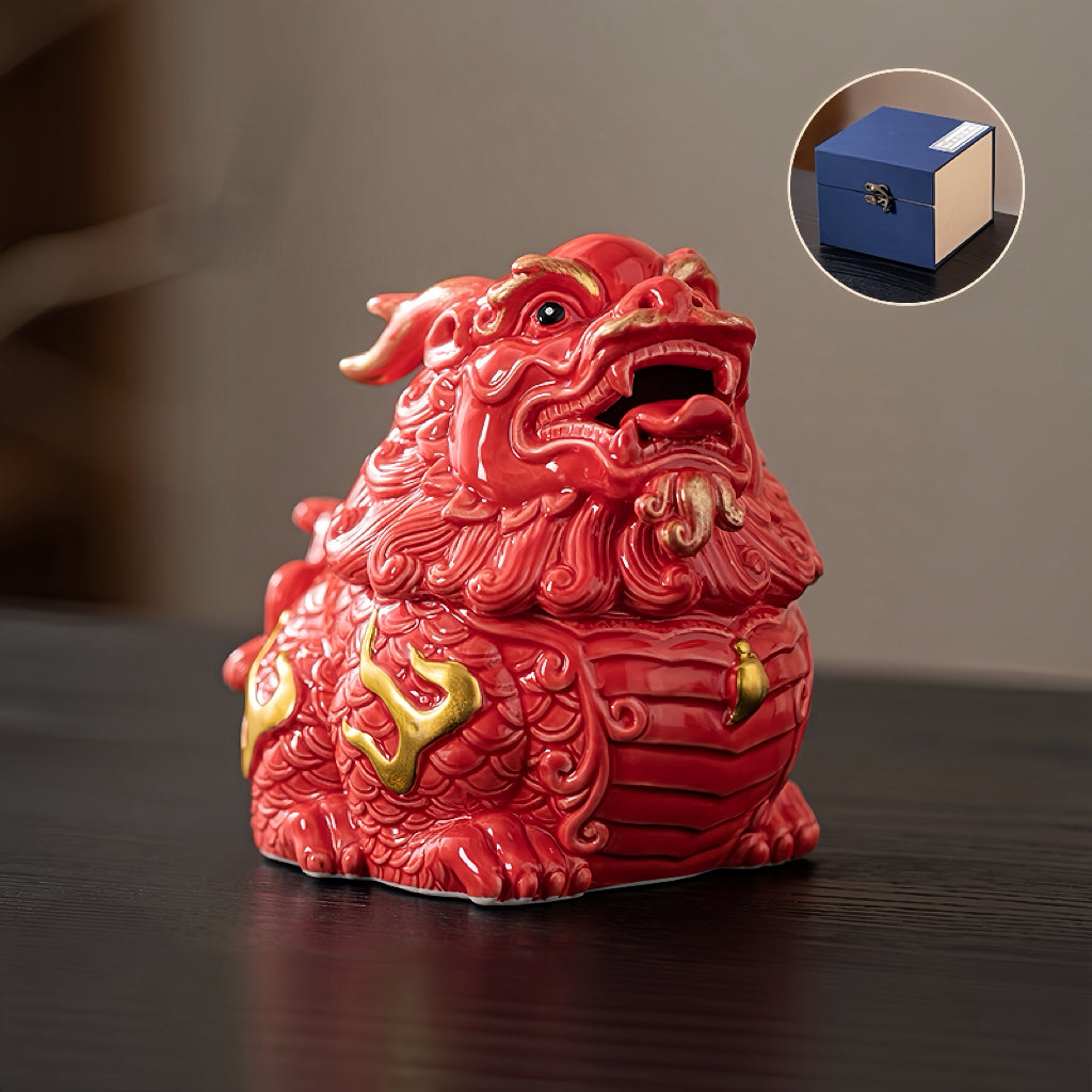 Ceramic Qilin Feng Shui Statue with Gift Box