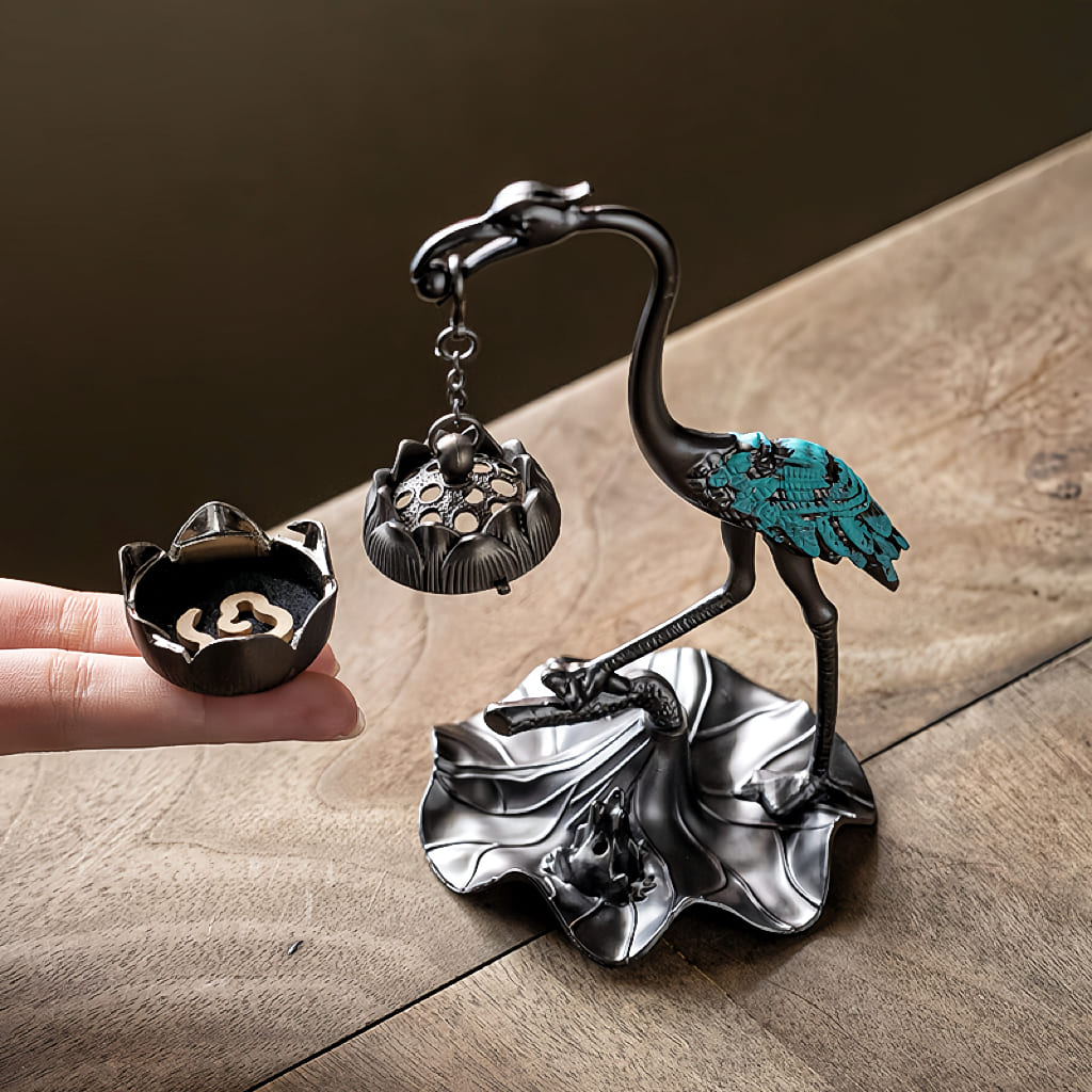 Crane Hanging Incense Burner for Zen Tea Room Decor