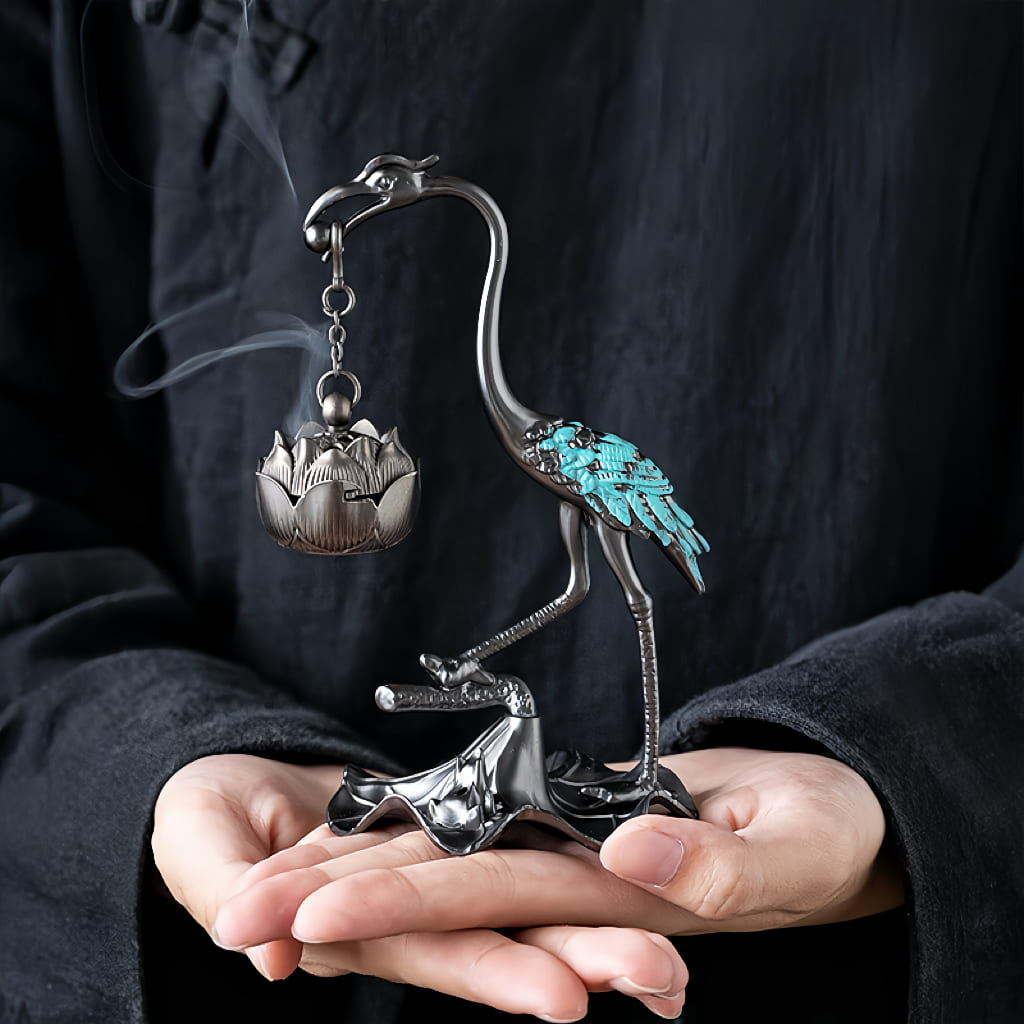 Crane Hanging Incense Burner for Zen Tea Room Decor