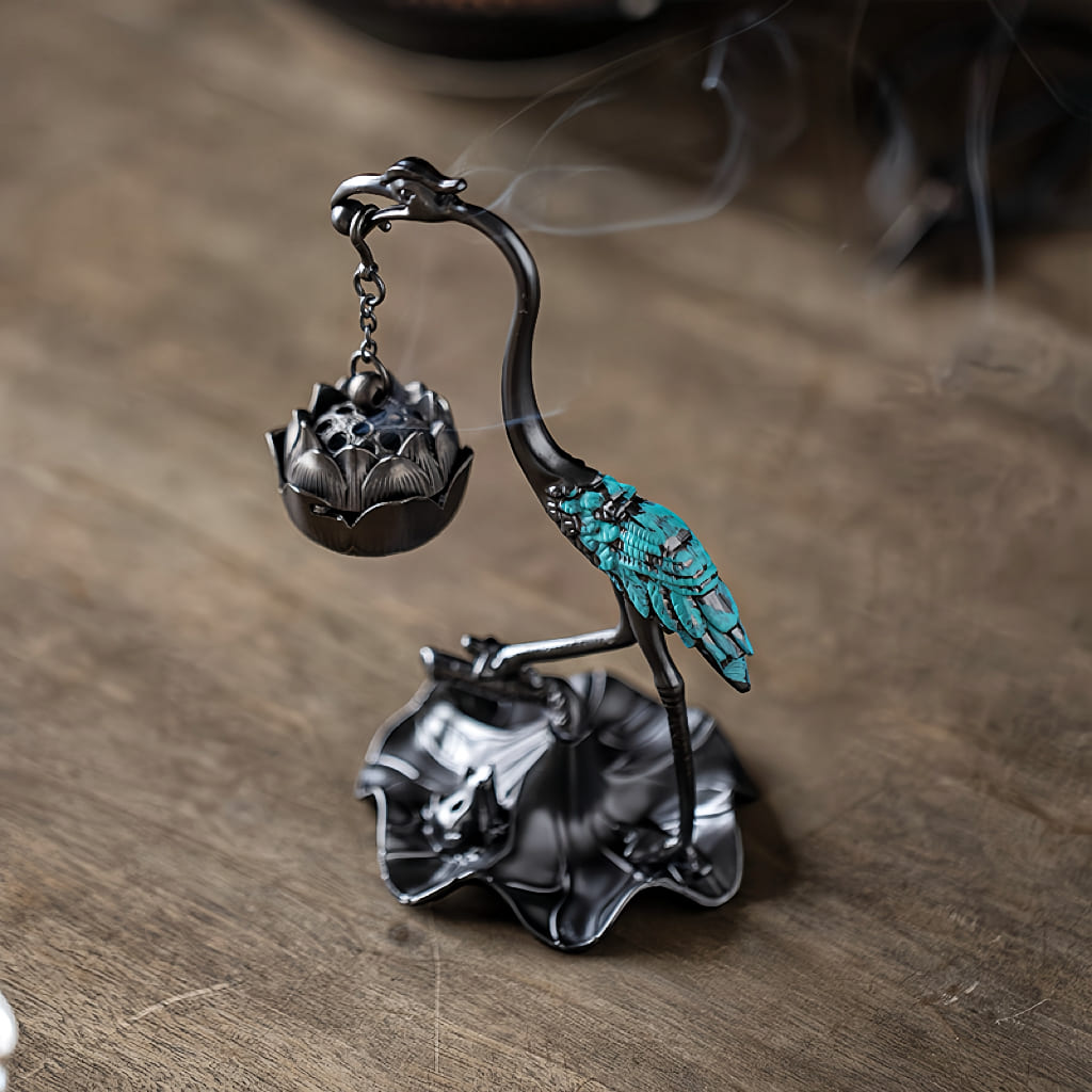 Crane Hanging Incense Burner for Zen Tea Room Decor