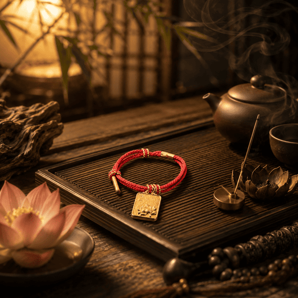 Adjustable Feng Shui Red String Bracelet with Lucky Wealth Charm