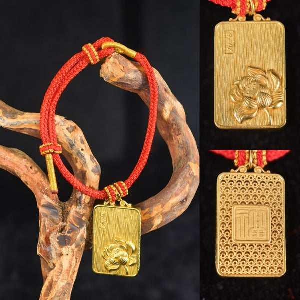 Adjustable Feng Shui Red String Bracelet with Lucky Wealth Charm