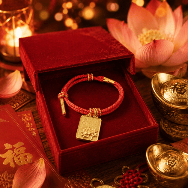Adjustable Feng Shui Red String Bracelet with Lucky Wealth Charm