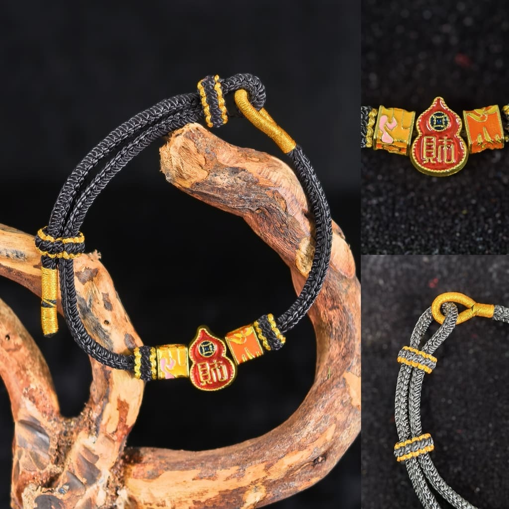 Adjustable Feng Shui Red String Bracelet with Lucky Wealth Charm