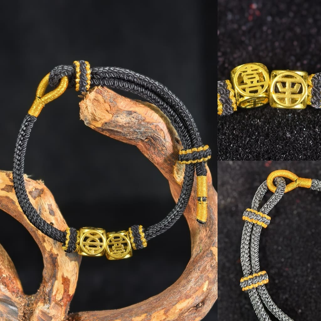 Adjustable Feng Shui Red String Bracelet with Lucky Wealth Charm