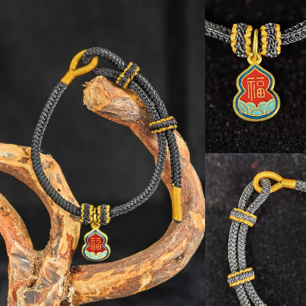 Adjustable Feng Shui Red String Bracelet with Lucky Wealth Charm
