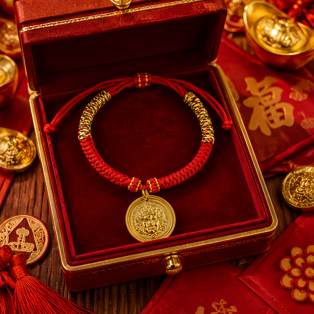 Adjustable Feng Shui Lucky Charm Bracelet with Auspicious Pendant