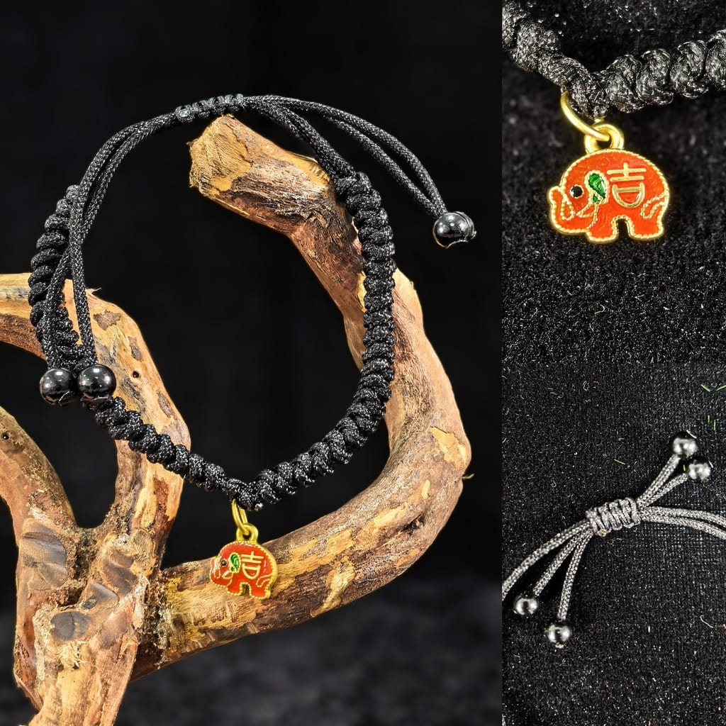 Adjustable Feng Shui Lucky Charm Bracelet with Auspicious Pendant