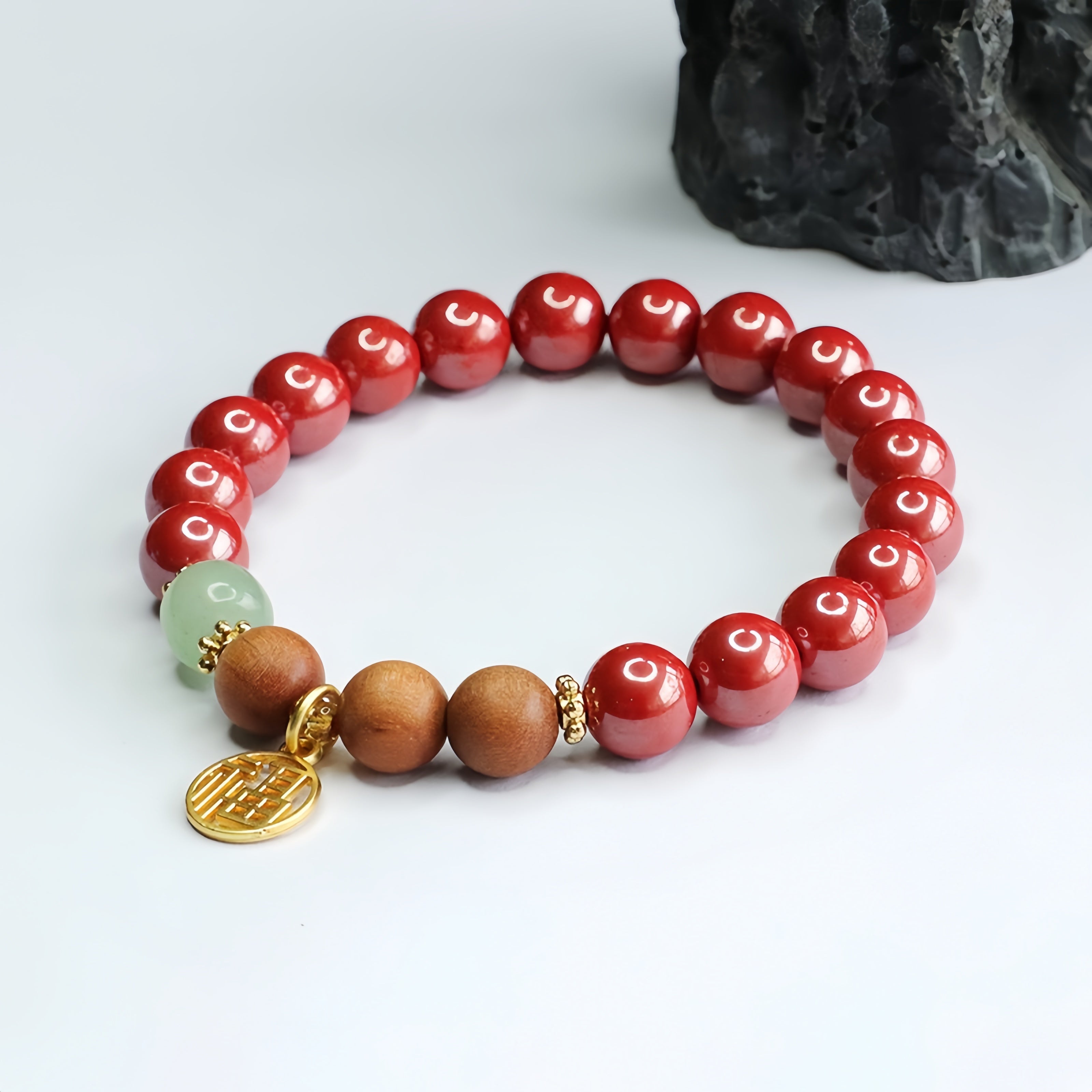"Sacred Blessing" Sandalwood & Cinnabar Bracelet