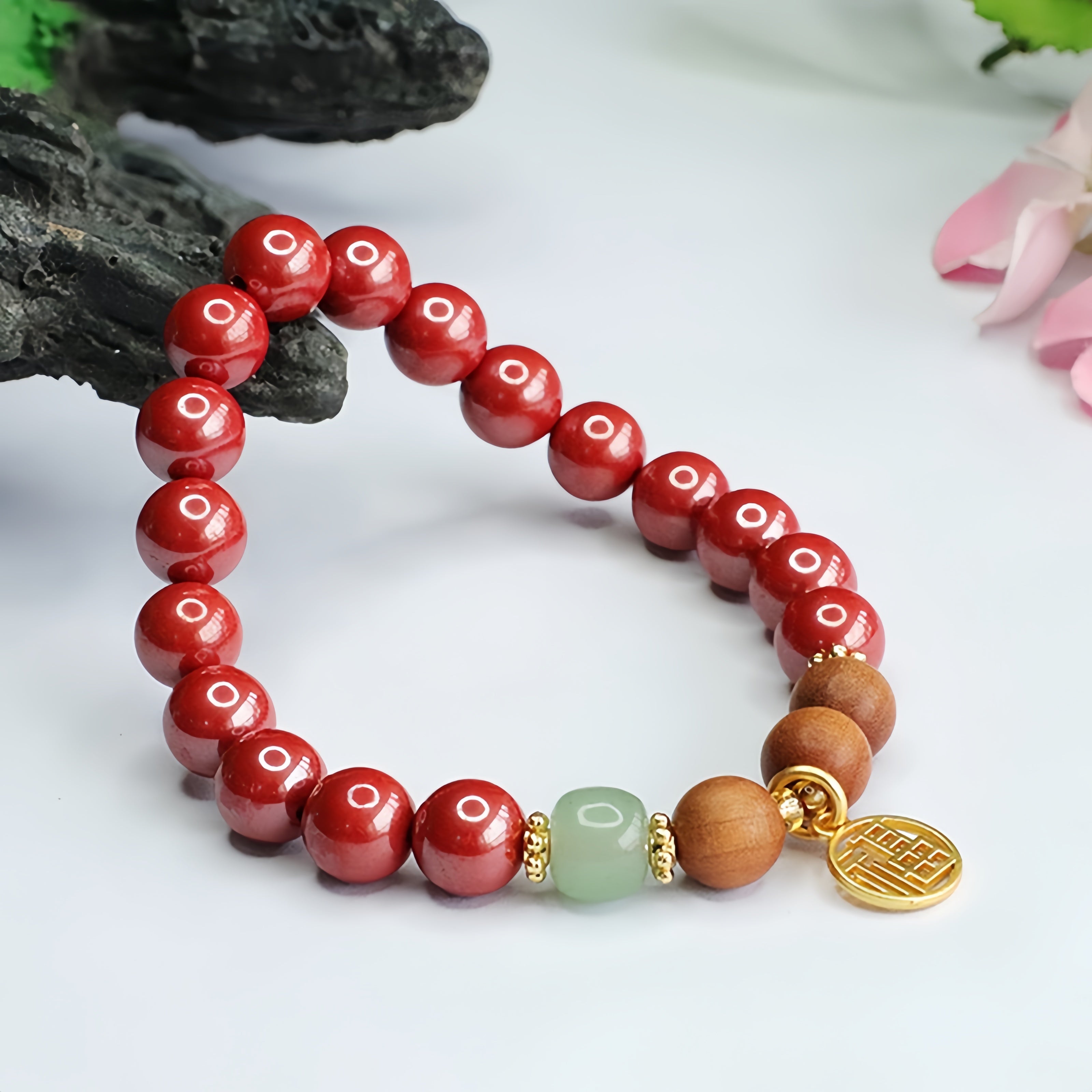 "Sacred Blessing" Sandalwood & Cinnabar Bracelet