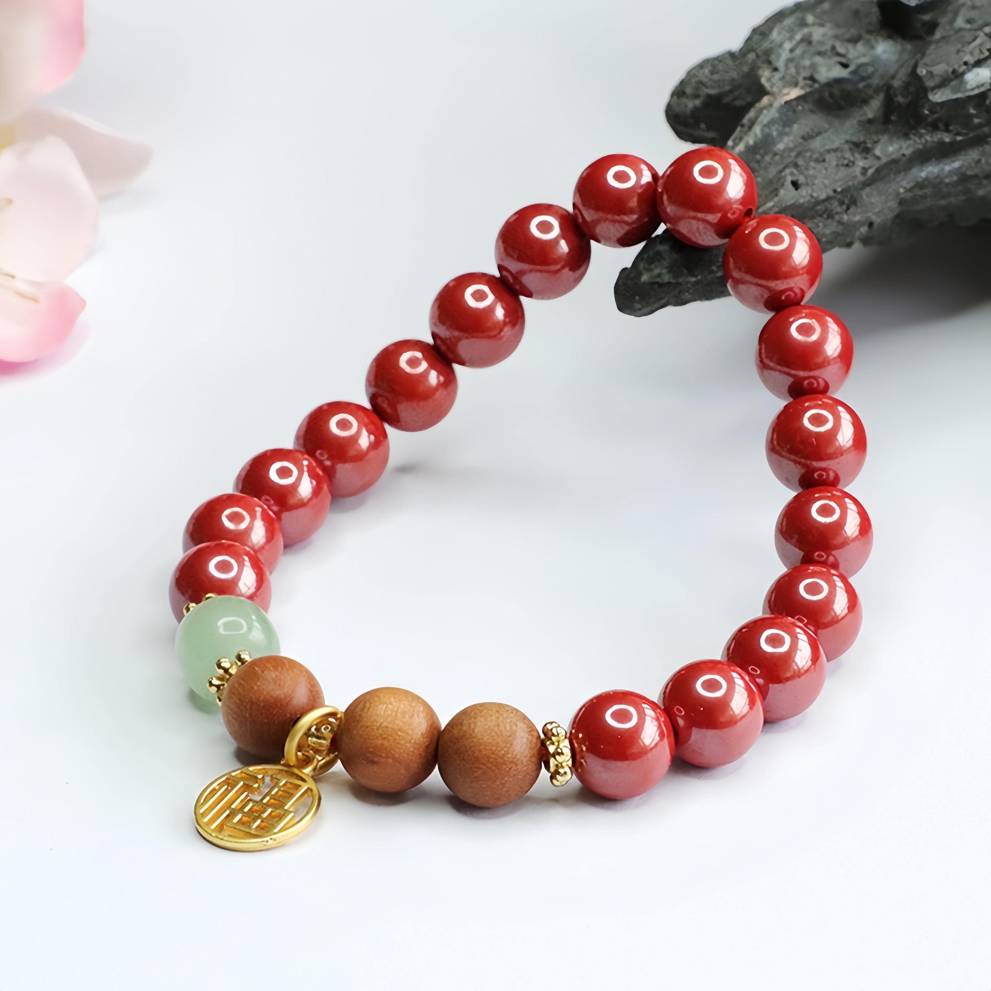 "Sacred Blessing" Sandalwood & Cinnabar Bracelet