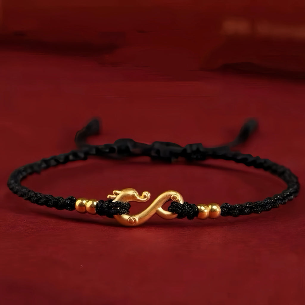 Bracelet en régnant Fortune Dragon Charm noir