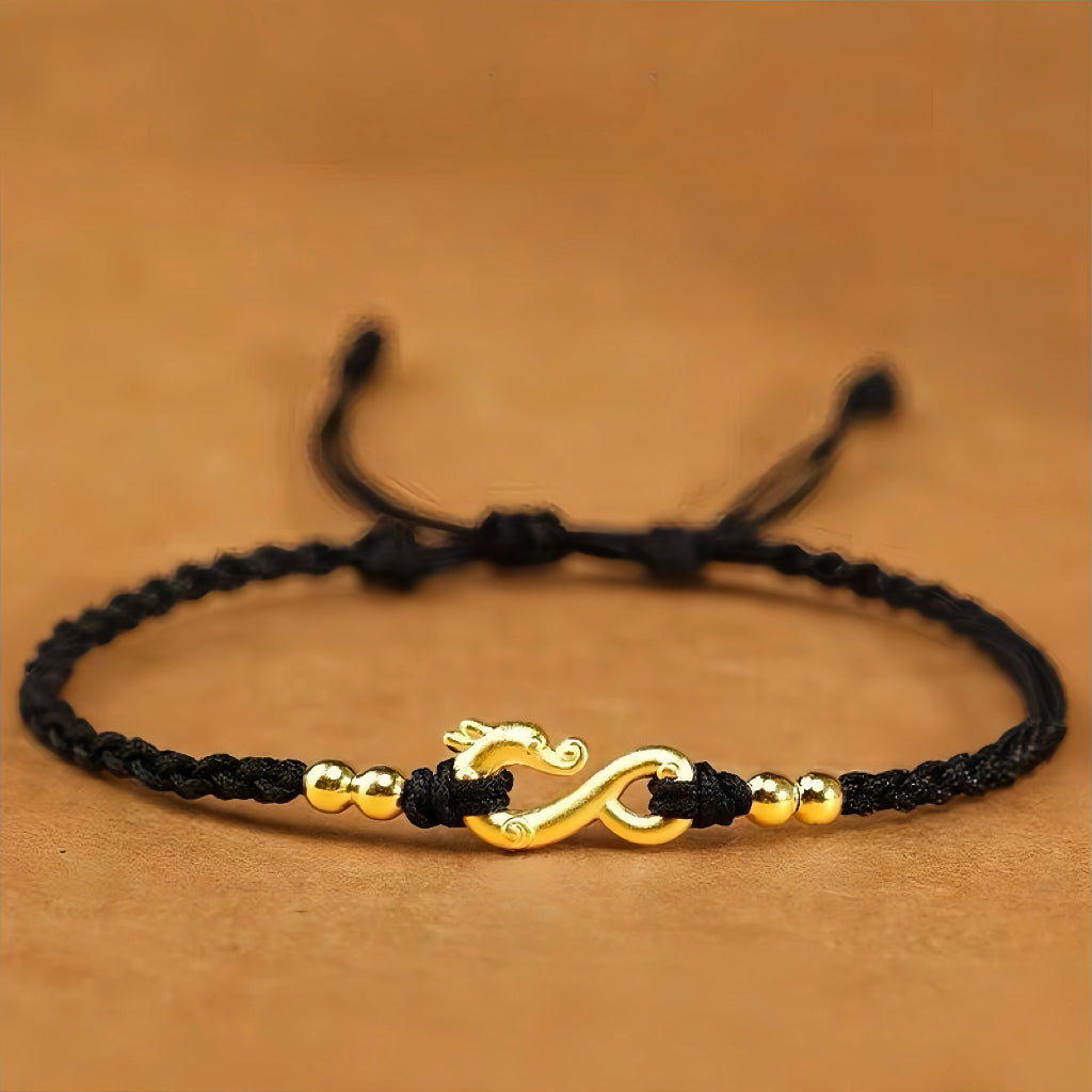 Bracelet en régnant Fortune Dragon Charm noir