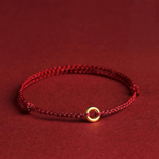 Birth Year Safety Keeper Gold Pendant Red String Bracelet