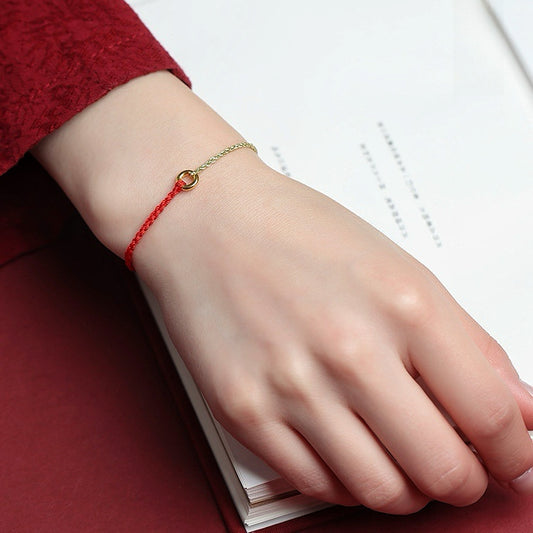 Birth Year Safety Keeper Gold Pendant Red String Bracelet