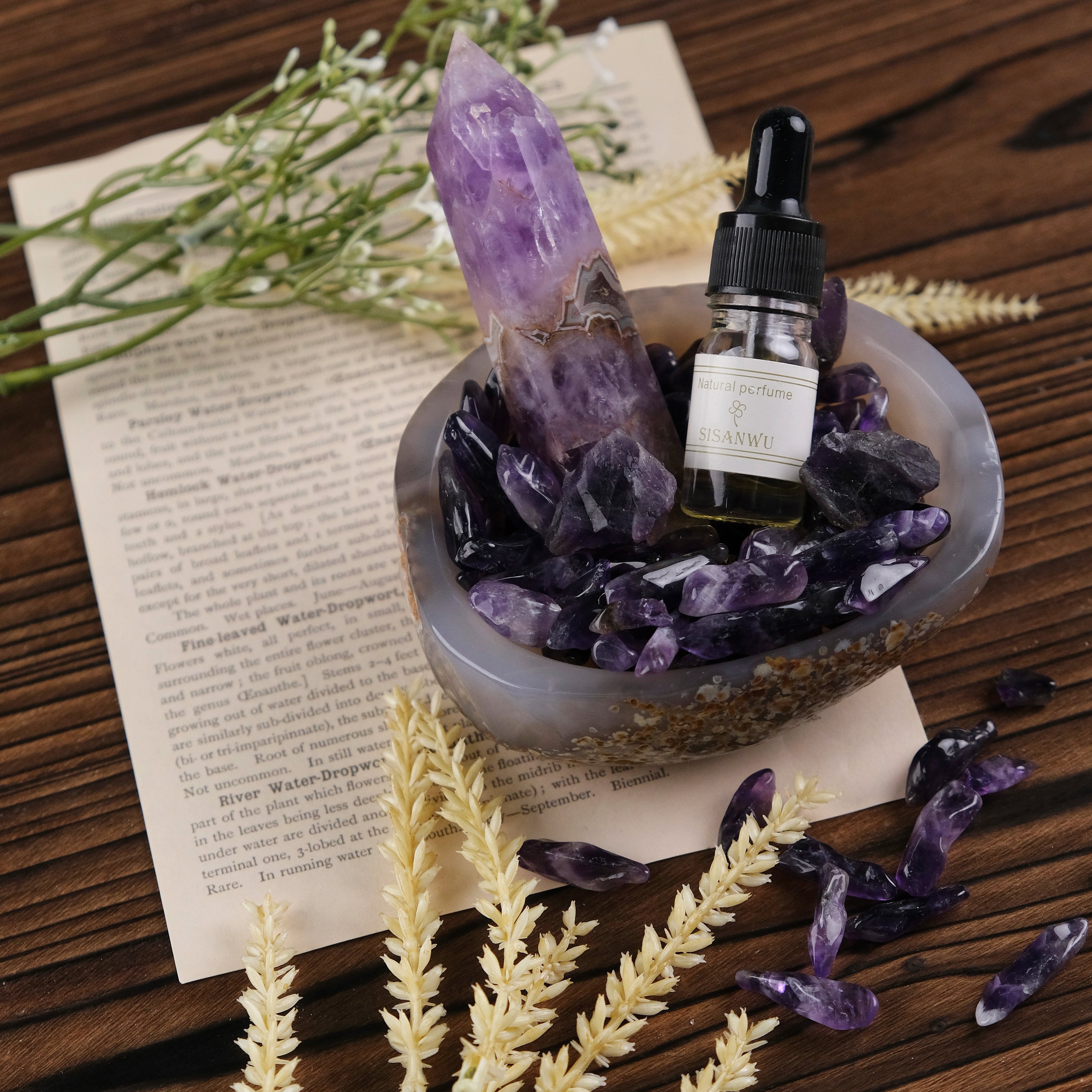 Agate Charging Bowl & Crystal Aromatherapy Set