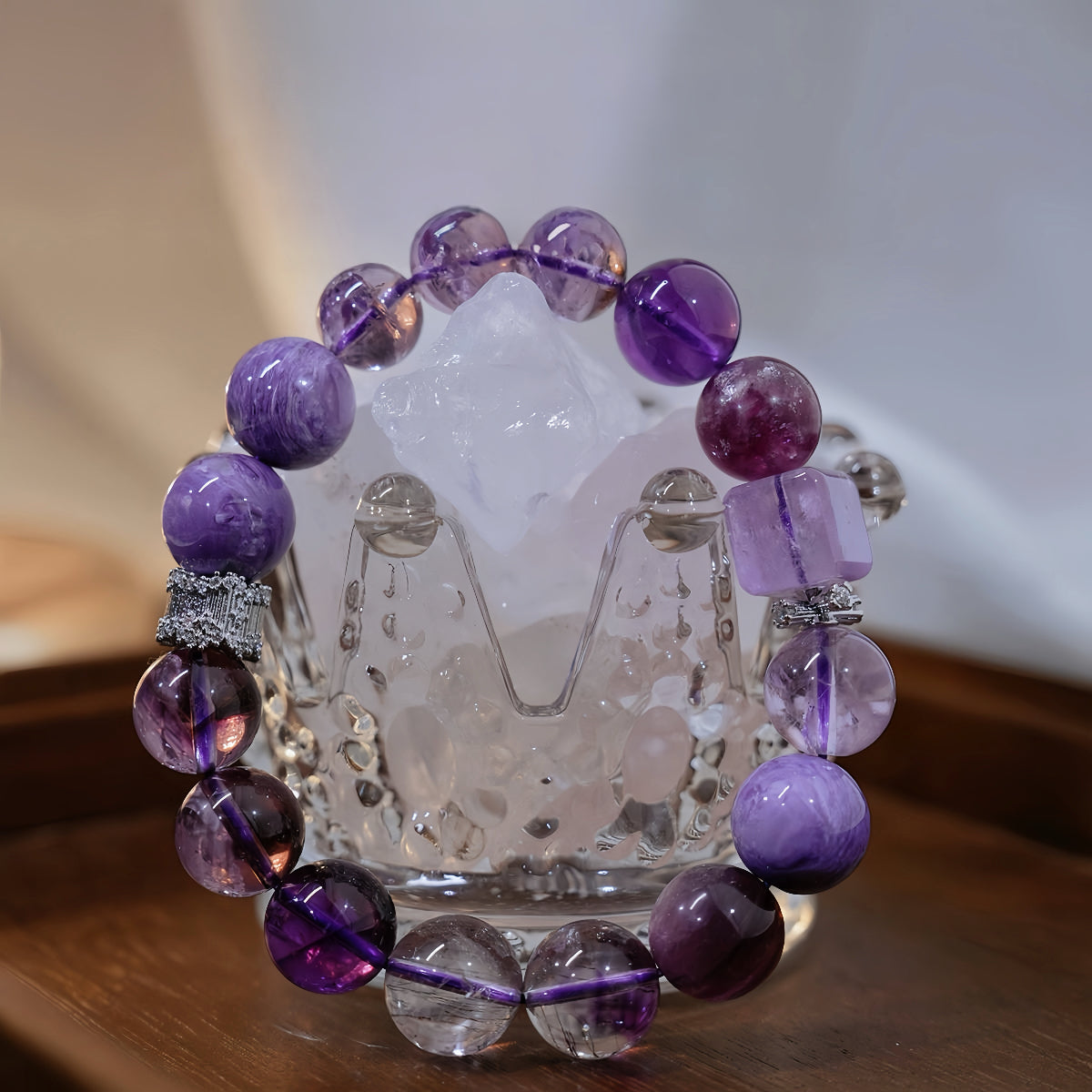 Fire Element - Violet Pyxis Nonuple Amethyst Flame Bracelet