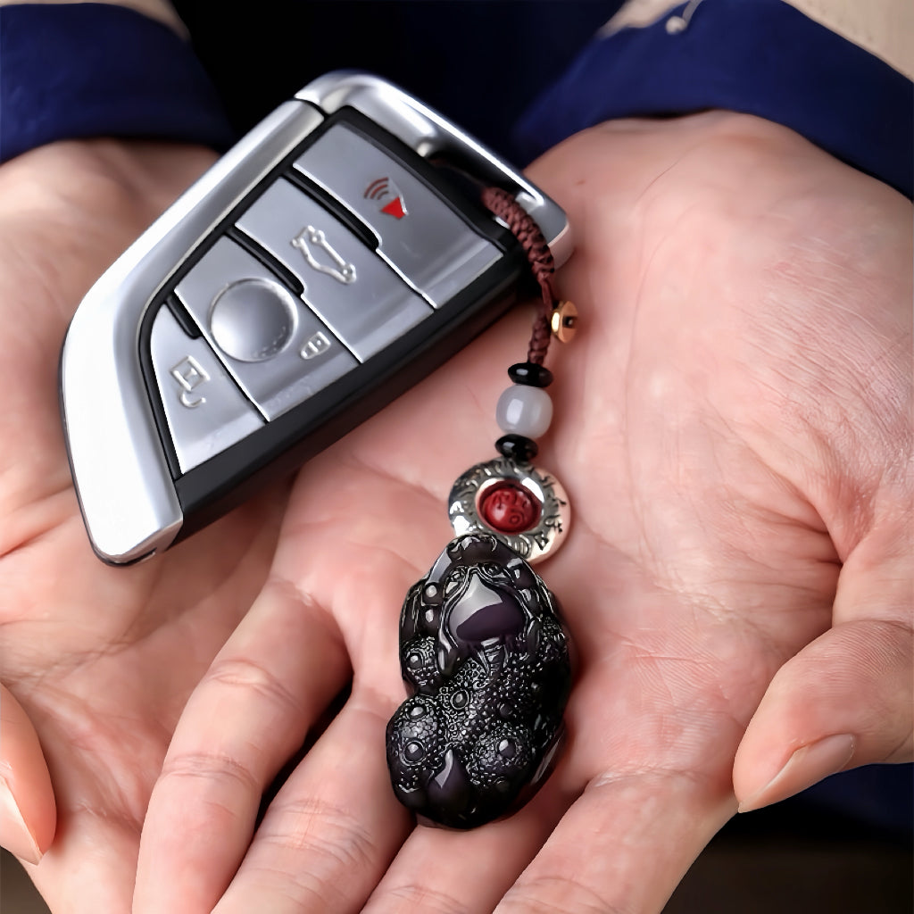 Black Obsidian Male & Female Pixiu Wealth Keychain