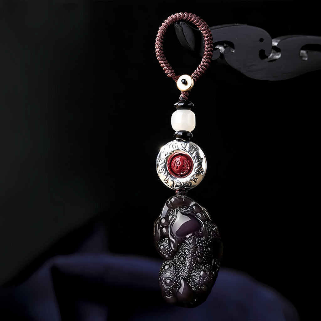 Black Obsidian Male & Female Pixiu Wealth Keychain