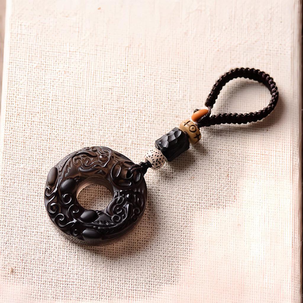 Ice Obsidian Pixiu Wealth & Protection Keychain