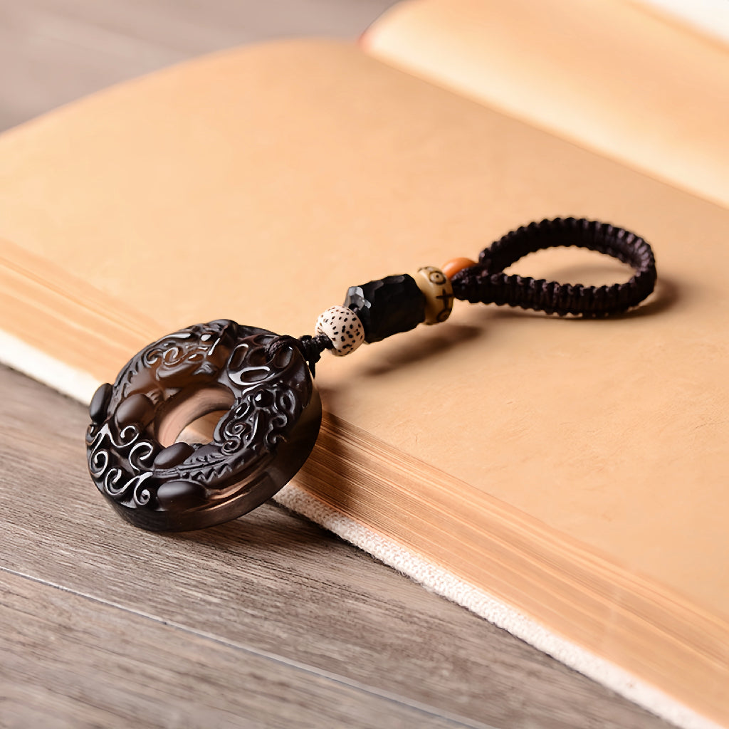 Ice Obsidian Pixiu Wealth & Protection Keychain