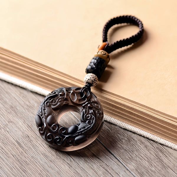 Ice Obsidian Pixiu Wealth & Protection Keychain