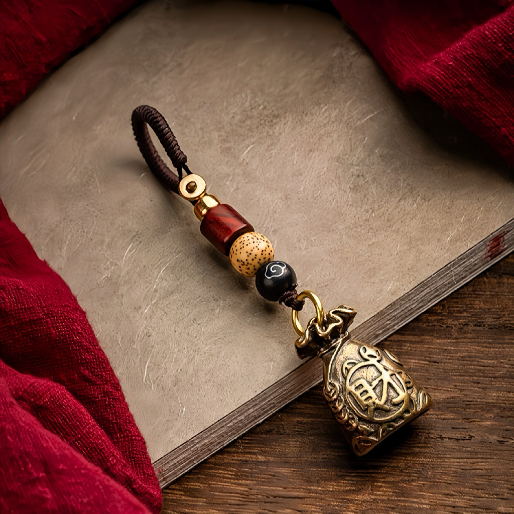 Brass Money Bag Wealth Keychain for Prosperity & Good Fortune
