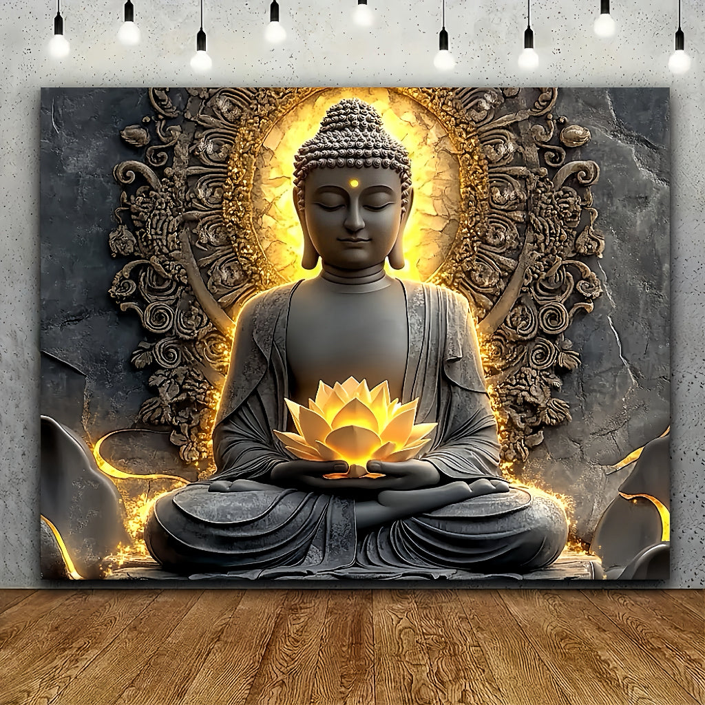 Meditating Buddha & Lotus Candle Tapestry for Peaceful Home Decor
