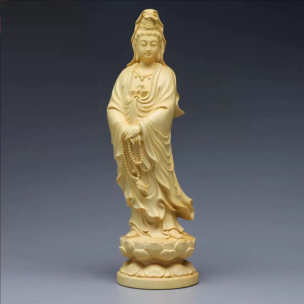 Guanyin Bodhisattva Wooden Statue for Compassion & Peace