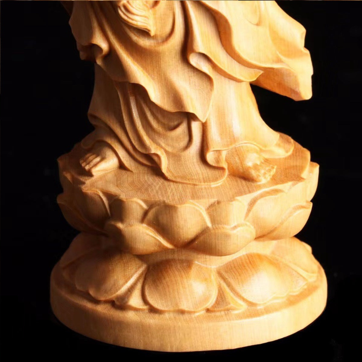 Guanyin Bodhisattva Wooden Statue for Compassion & Peace