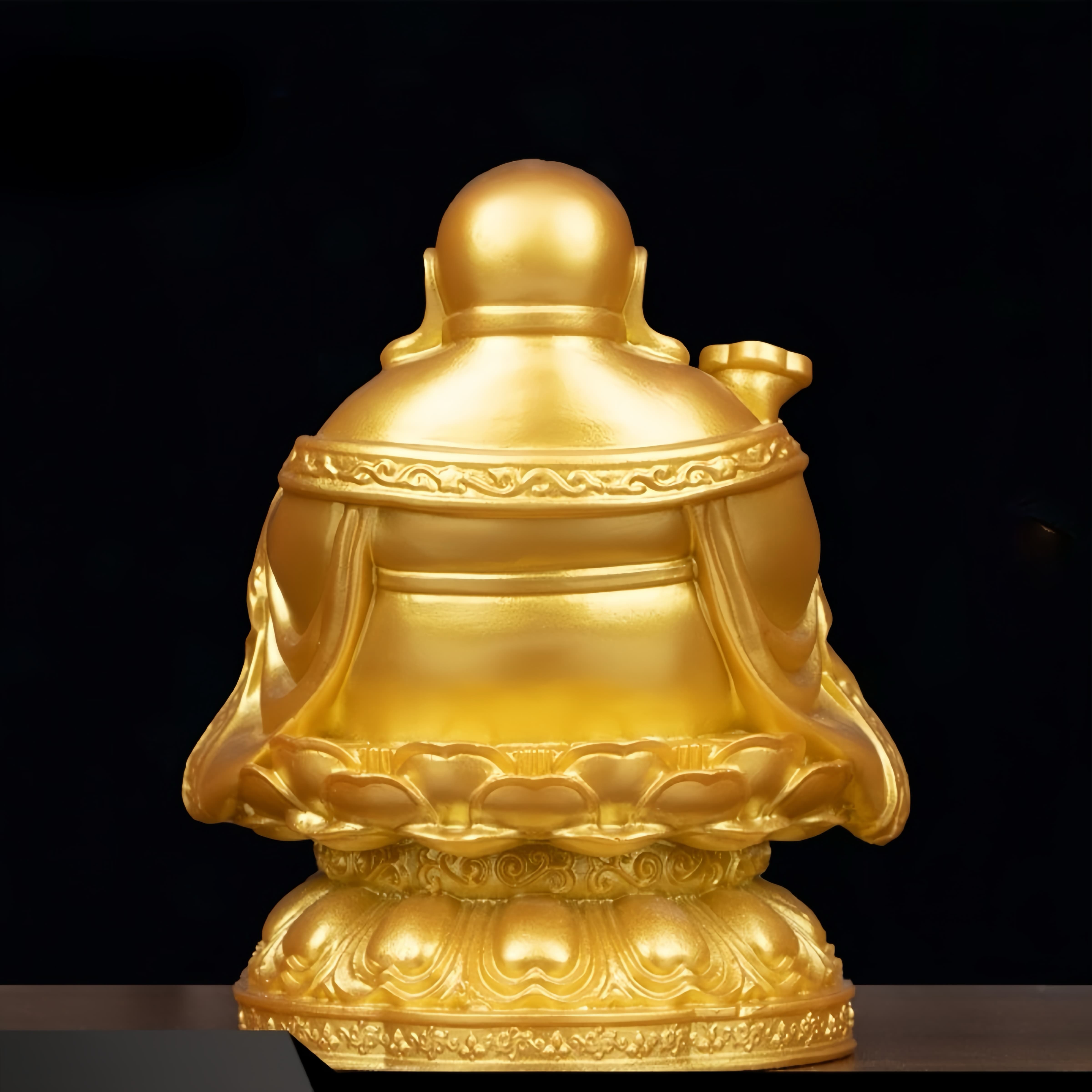 Golden Laughing Buddha Statue for Wealth, Blessings & Good Fortune