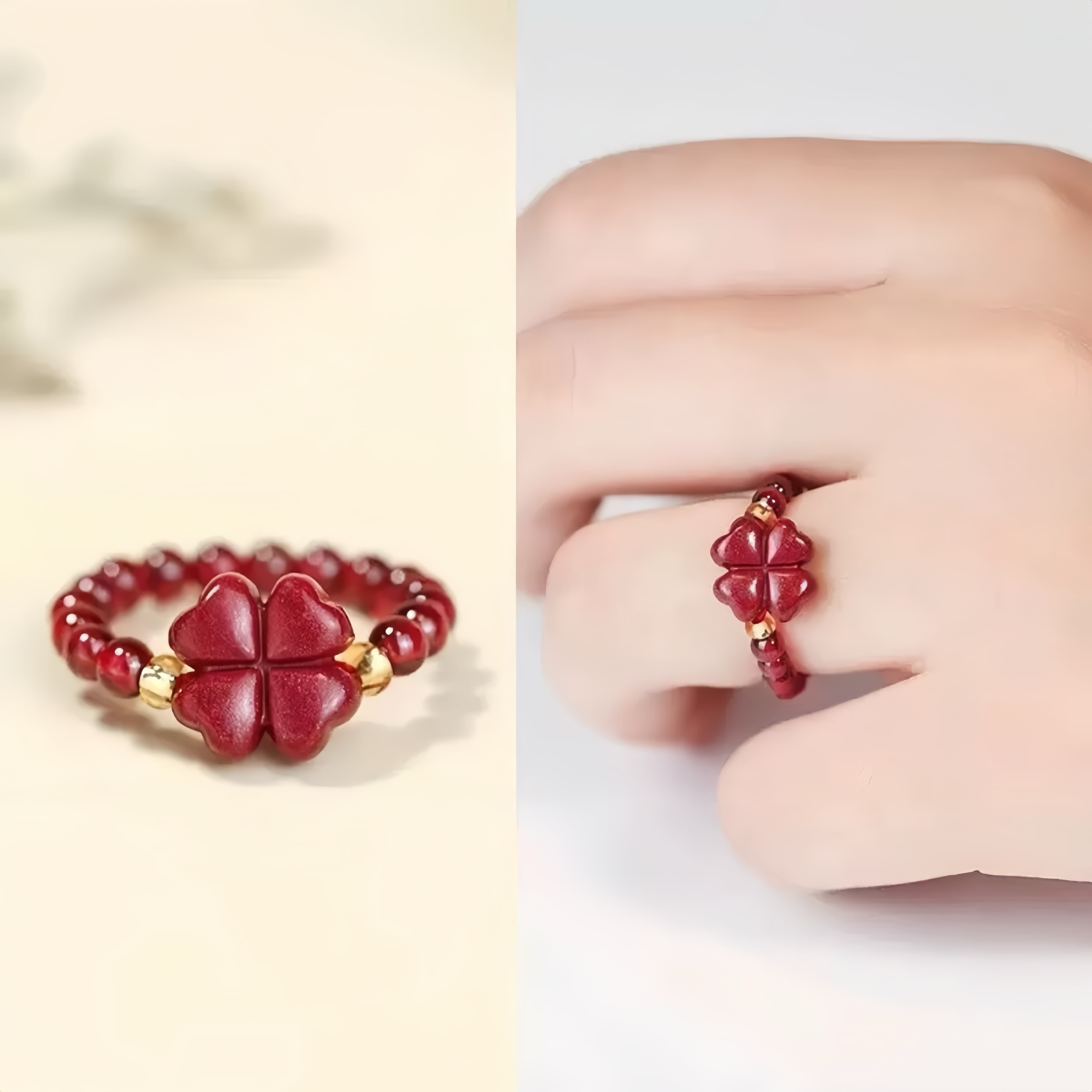 Cinnabar Fortune Bead Ring for Luck, Protection & Blessings