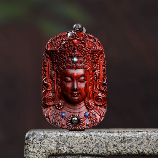 Red Sandalwood Guanyin Pendant Necklace