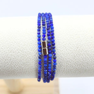 Lapis Lazuli Micro-Faceted Rondelles Bracelet-Supreme Luck - Karmabless