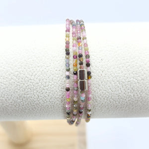 Multi-colored Tourmaline Long Bracelet - Natural-born Leader - Karmabless