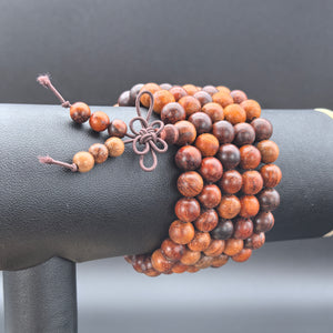 Red Rosewood Long Prayer Beads - Reducing Stress - Karmabless