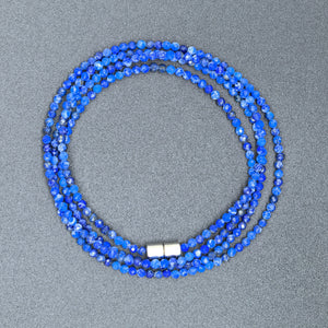 Lapis Lazuli Micro-Faceted Rondelles Bracelet-Supreme Luck - Karmabless