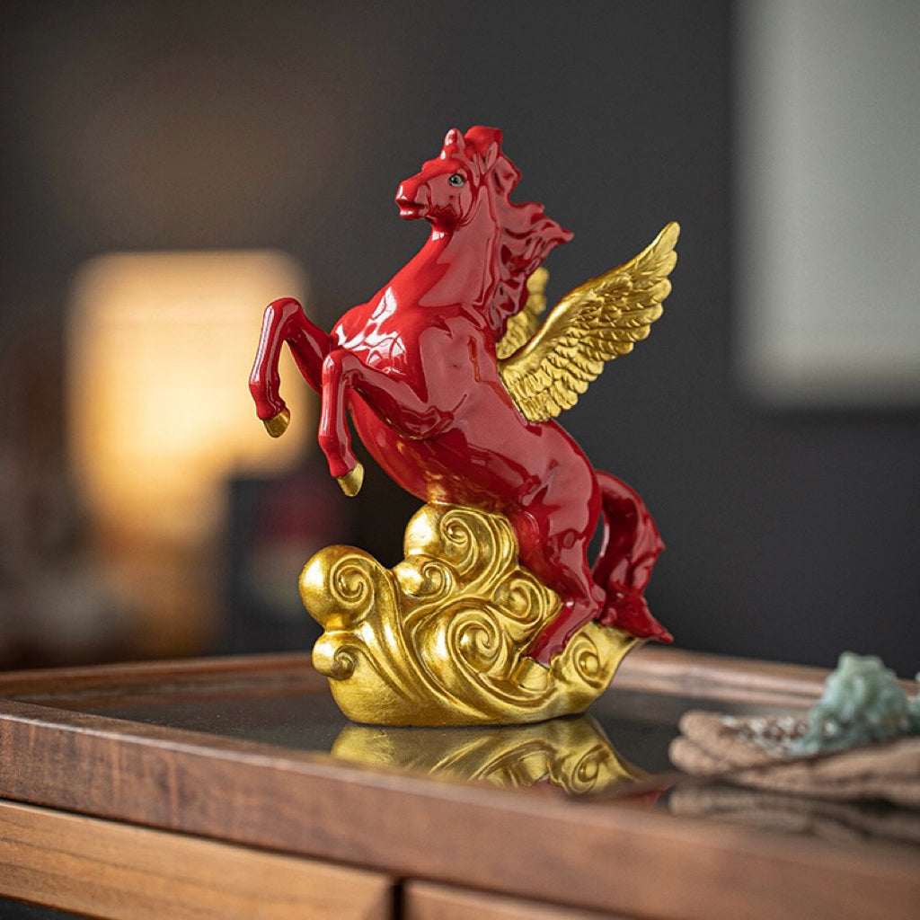 Heavenly Horse Ceramic Figurine for Career Rise & Success